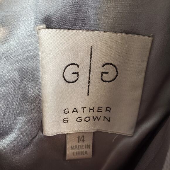 Gather & Gown Knee Length Sz 14 Bridesmaid Fairy Dress Light Gray Tulle Prom Wed - Picture 5 of 15